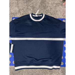 Women's Lululemon Perfectly Oversized Ringer Crew Sweatshirt S Navy White